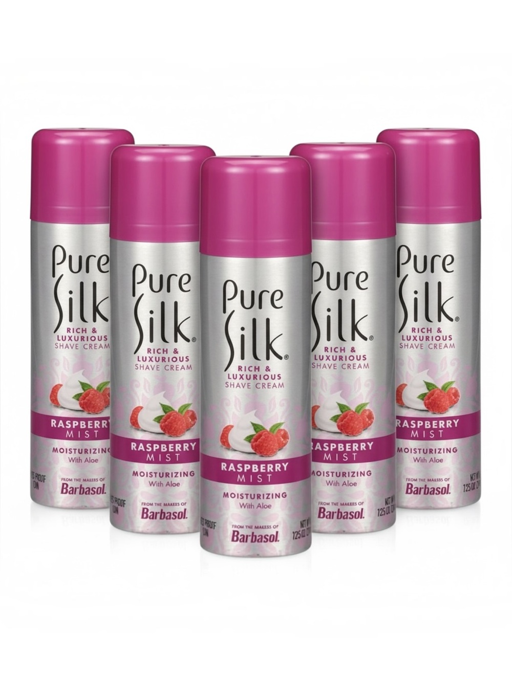 Pure Silk Raspberry Mist Moisturizing Shave Cream — lot of 5
